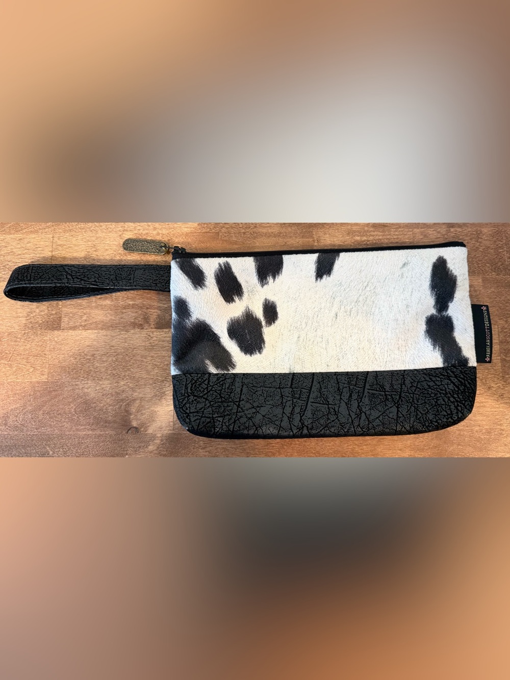 Rebekah Scott Designs Cow Print Wristlet XL